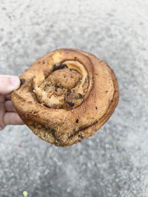 Cookiepulla (a cookie baked inside cinnamon bun) at Rönttösrouva in Helsinki