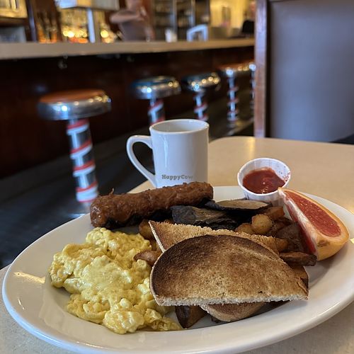 The Standard Breakfast with dry Rye (substitute vegan eggs, vegan sausage, add grilled portobello )  at The Lakeview Diner in Toronto