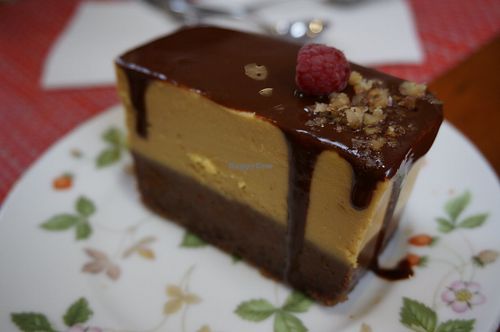 Chocolate lucuma cake. at Raw Cafe in Lima