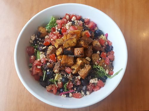 Camote and cheese buddha bowl at Raw Cafe in Lima