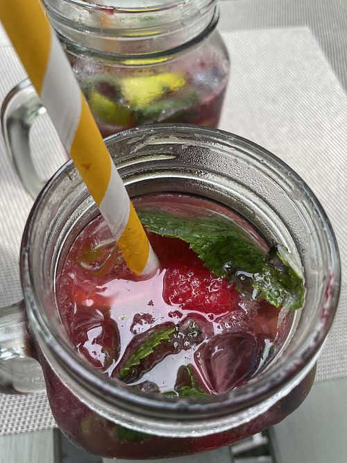 Home made raspberry mint lemonade   at Limette & Minze in Jena