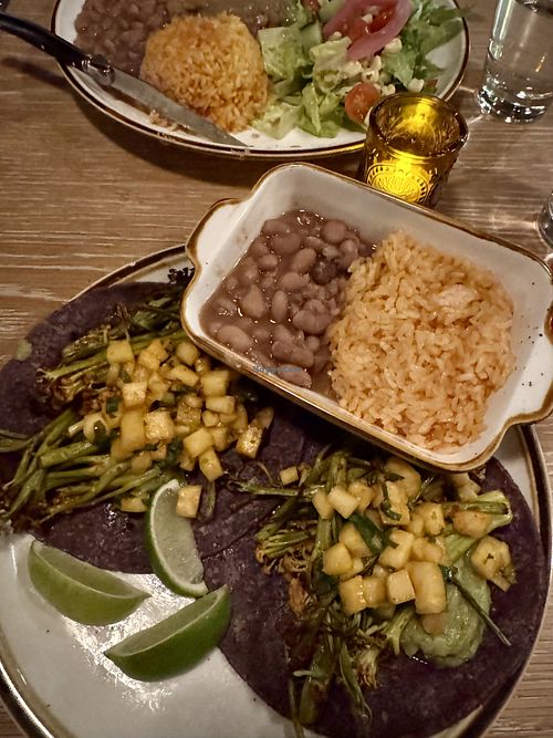 Strange tacos - bundle of broccolini with salsa  at Hatch Cantina in Seattle