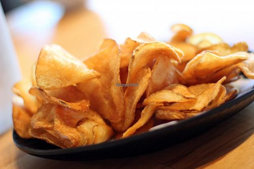 Crispy home made chips. Yum! at My Vegan Gold in Los Angeles