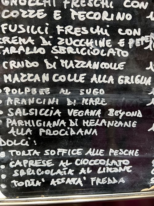Menu  at Assafà in Procida