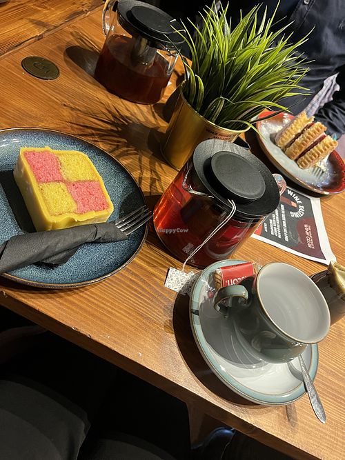 Battenberg and a pot of tea  at Cozy Seven in Southampton