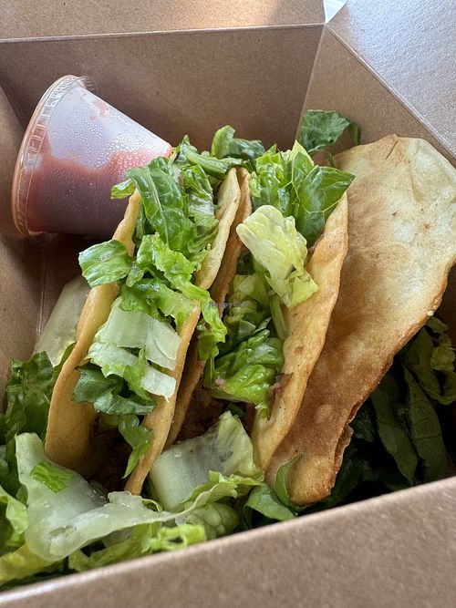 Beyond Meat corn shell hard tacos   at Proper Plant - Pop Up in Omaha