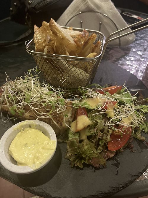 Vegan tofish filet  at Cocina Libre in San Jose