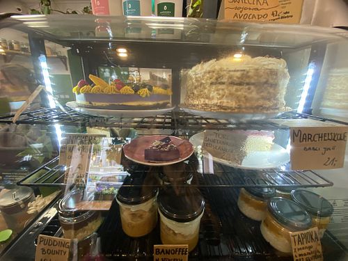 so many cakes to choose from  at Avocado Vegan Bistro in Gdansk