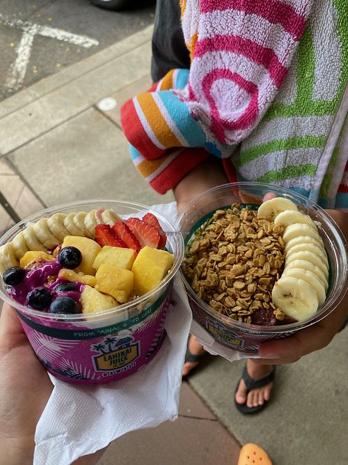 Pattaya bowl and açai bowl at Lanikai Juice in Kailua