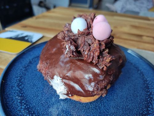 Chocolate cream doughnut at Teatime Collective in Manchester