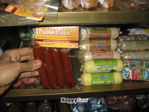 Vegan food products at Bio Market Hili in Belgrade, Serbia. at Bio Market Hili in Belgrade