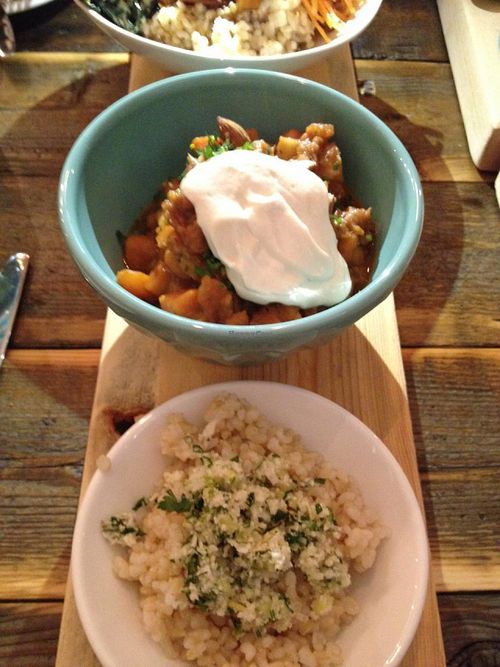Moroccan Stew with cashew sour cream.  at Solfeggio in Pemberton