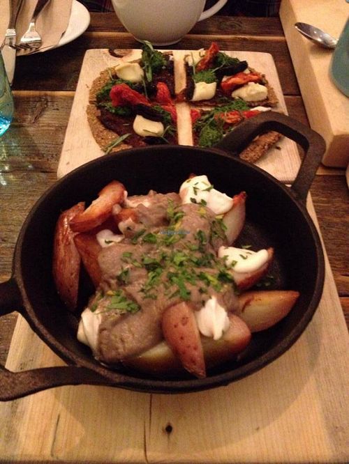 Raw-za and vegan poutine at Solfeggio. So good! at Solfeggio in Pemberton