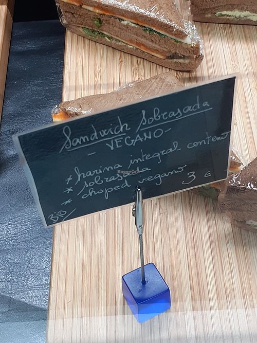 Sandwitch vegan sobresada at Biovegan Cafeteria Navarro in Valencia