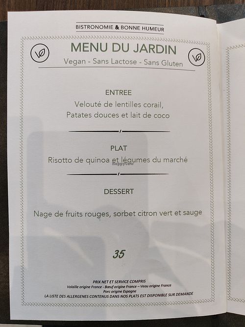 Vegan menu 35 € at L'Oxalis in Honfleur