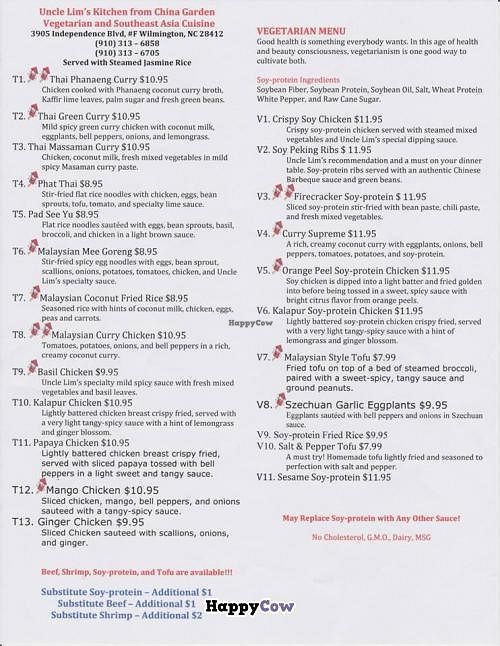 Menu at Uncle Lim's Kitchen in Wilmington