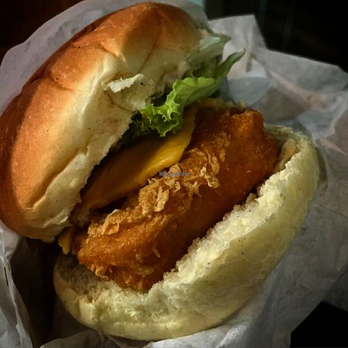 Mini vegan Phish burger. at Lord of the Fries in Sydney