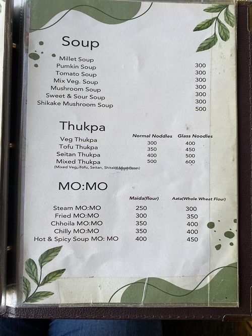 Menu  at Himalayan Spa in Kathmandu