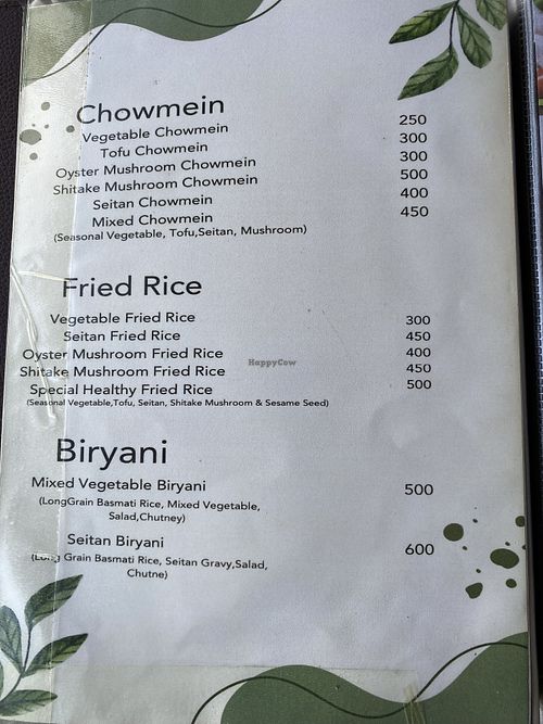 Menu  at Himalayan Spa in Kathmandu