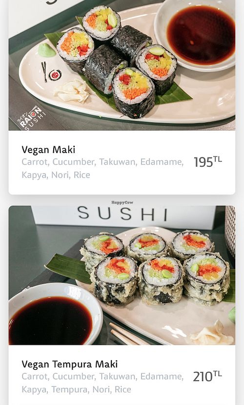 Menu  at Raion Sushi in Ankara