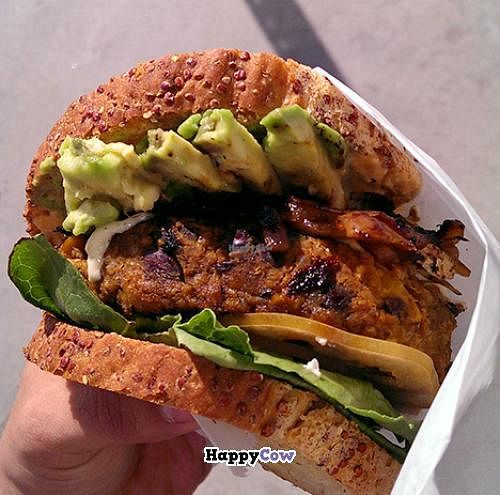 Castro Veggie Burger (Avocado, GF bread) at Organix Vegan Deli in Los Angeles