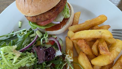 Spicy bean burger at The Terrace Restaurant  in Mallaig
