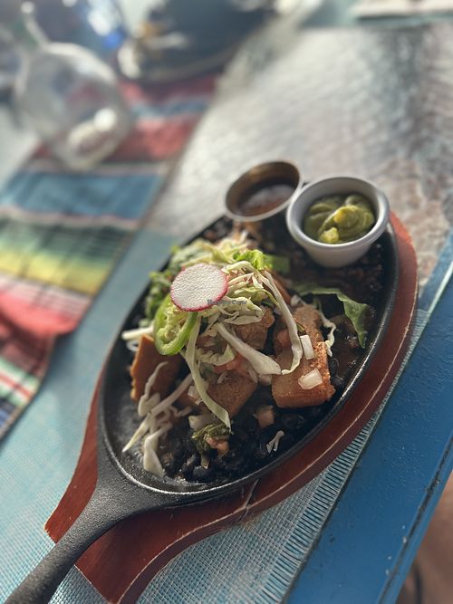 Fajita filling - tortillas provided too  at La Cantina in Jolly Harbour