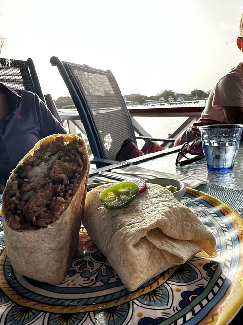 Better shot of the beautiful burrito   at La Cantina in Jolly Harbour