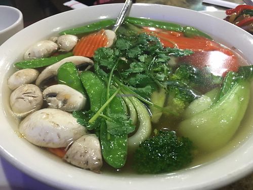 Mixed Veg Soup with White Tofu at Moonlight Cafe in Seattle