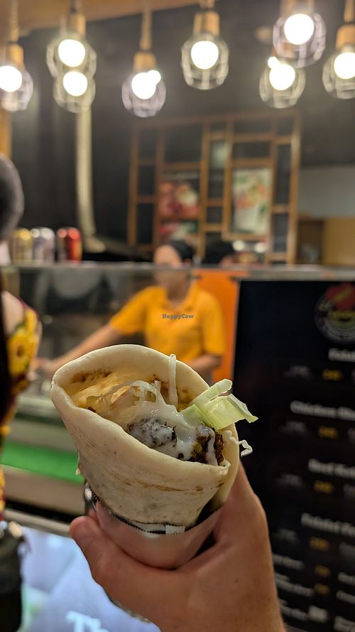 Extra large falafel wrap with all the sauces at 3 Bros Falafel in El Nido