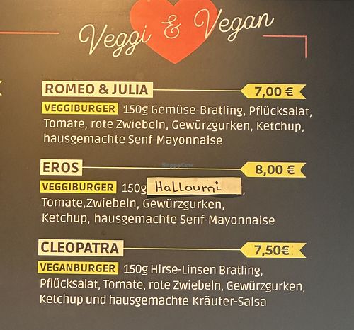 Vegan and vegetarian burger menu.  at Berlin Burger Lover in Berlin