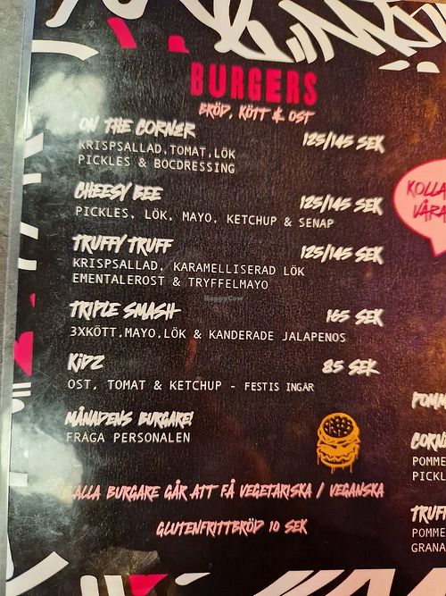 Menu. I git tge truffy truff at BOC sthlm - Burger On The Corner in Skarpnaeck