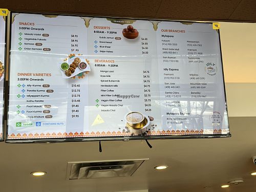 Second wall menu   at Idly Express in Mountain View