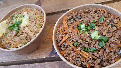 Pancit and Pad Kra Pao (The Vegan Wok) at The Vegan Fair at Dizengoff Center in Tel Aviv