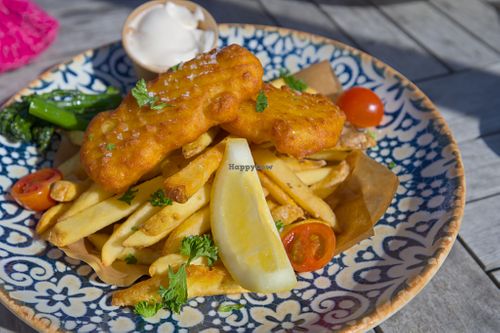 Vegan fish and chips at Bryggan in Kalmar