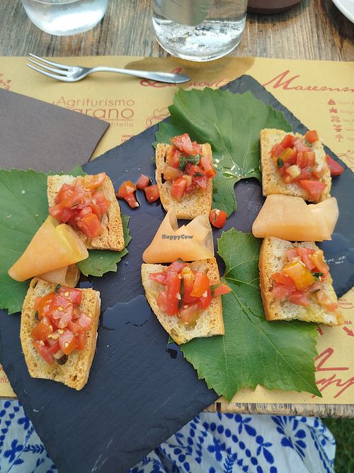 Bruschetta al pomodoro at Agriturismo Ristorante Il Melograno di Banditella in Grosseto