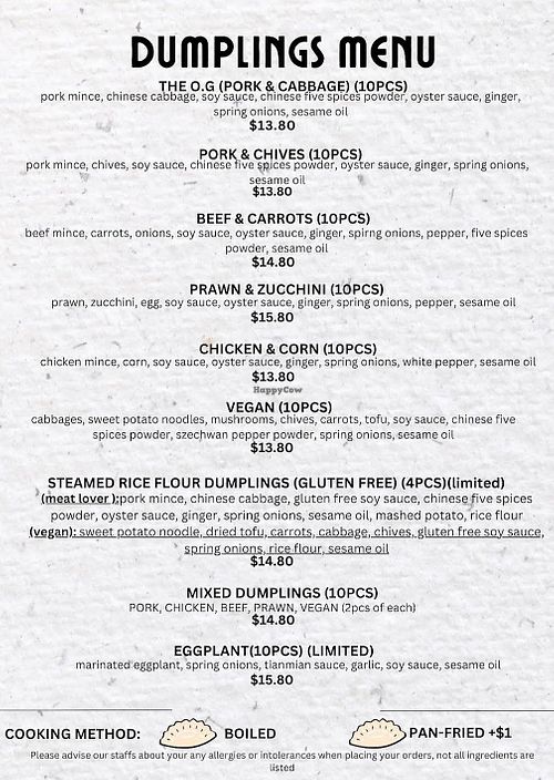 Two vegan dumpling options - the 10 pieces and the rice flour GF 4 pieces at Chubby Dumplings in Camden