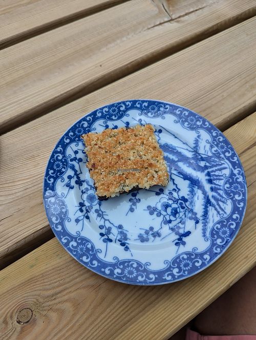 vegan cake at Agdas Cafe in Vaernamo