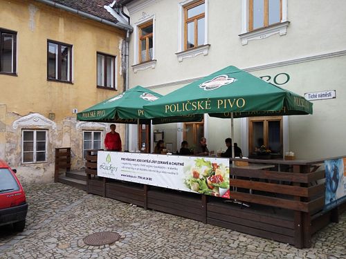 exterior of the restaurant at Lucky's Vege Bistro in Trebic