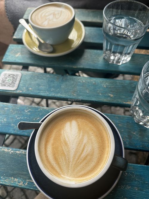 Amazing coffee (with oat milk)   at PF Café in Brno