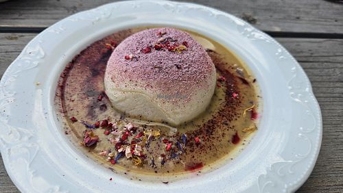 Dampfnudel with raspberries and poppy seeds at Chata pod Chlebom in Sutovo