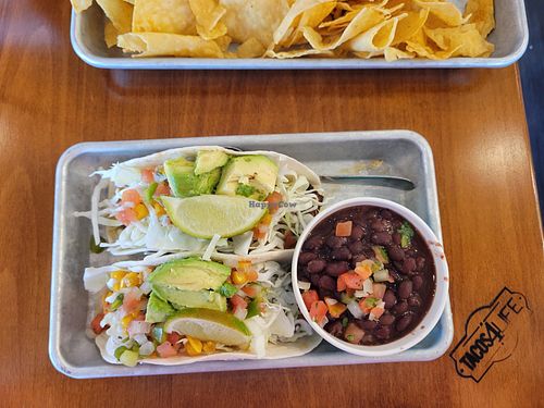 Tofu tacos with black beans at Tacos 4 Life in Blue Springs