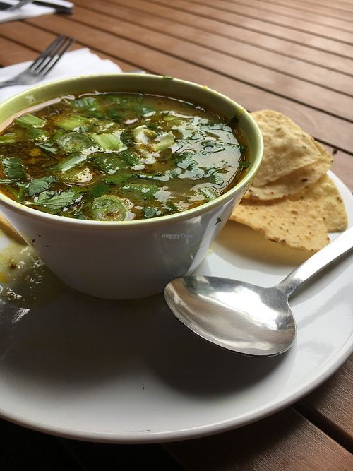 Hot and sour vegan soup of the day at Cashew in Chattanooga