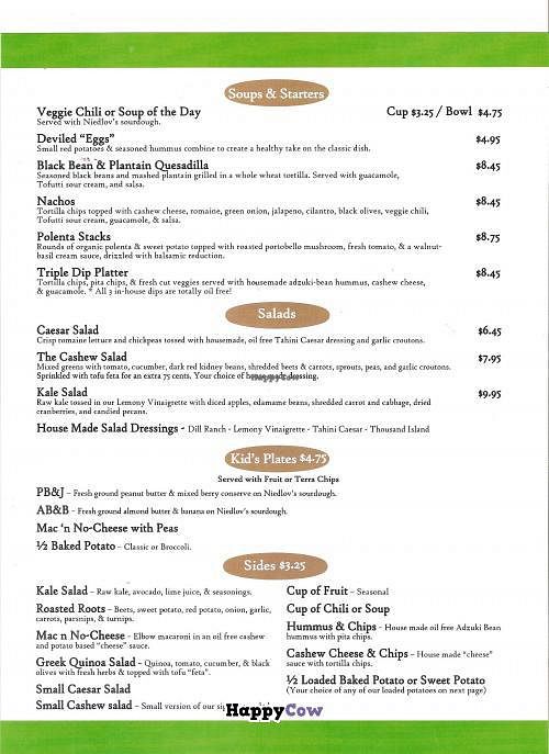 Menu- pg 1 at Cashew in Chattanooga