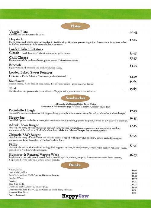 menu- pg 2  at Cashew in Chattanooga