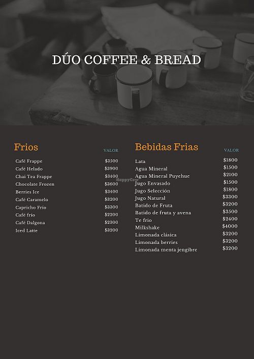 Menu (2/2) at Dúo Cafe in Talca