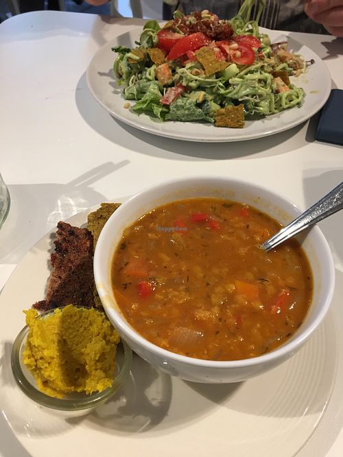 linzensoep & pasta pesto  at Rawsome in Arnhem