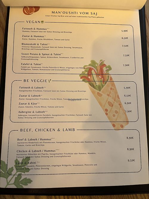 Menu   at Manoushti in Goslar