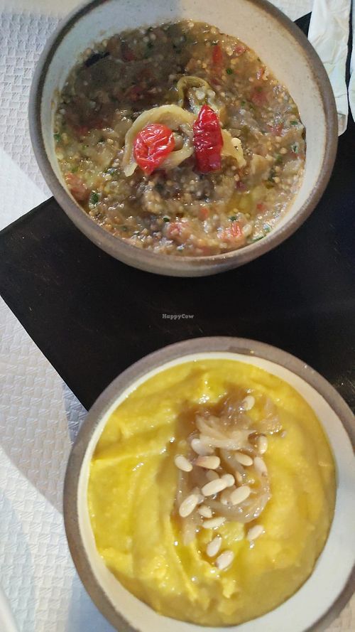 Crema melanzane e crema fave  at Avli    in Kefalonia