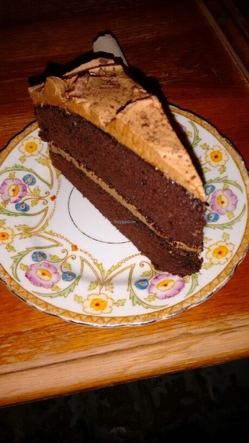 a large slice of chocolate cake at Tchai-Ovna in Glasgow